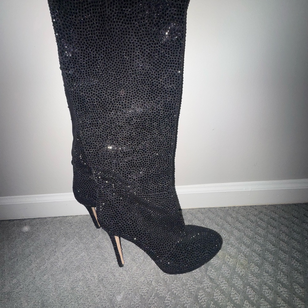 Vero Cuoio Black Sparkle Heeled Boots